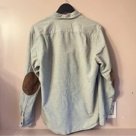 J.Crew Heathered Chamois Buttondown Leather Elbow Patches Gray Men Size L - Picture 8 of 8